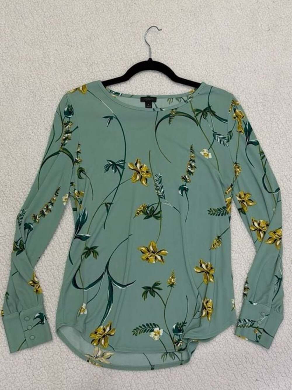 Ann Taylor Factory Floral Long Sleeve Blouse Size M